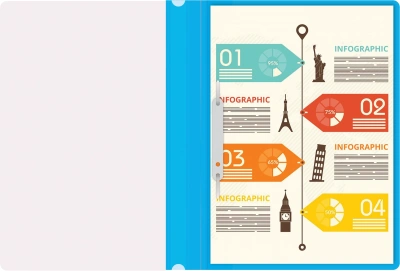 Папка-скоросшиватель Silwerhof Eco A4 прозрач.верх.лист пластик голубой 0.11/0.13