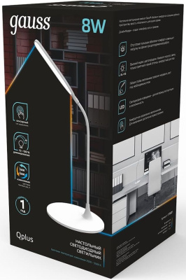 Светильник Gauss GTL502 (GT5021) настольный на подставке белый 8Вт