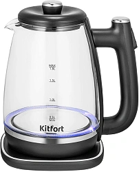 Чайник электрический Kitfort КТ-6728 1.8л. 1650Вт черный/нержавеющая сталь корпус: пластик/стекло