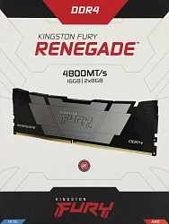 Память DDR4 2x8GB 4800MHz Kingston KF448C19RB2K2/16 Fury Renegade Black RTL Gaming PC4-38400 CL19 DIMM 288-pin 1.5В kit single rank с радиатором Ret