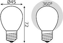 Лампа филам. Gauss Filament 5Вт цок.:E27 шар 220B св.свеч.бел.нейт. (упак.:1шт) (105202205)