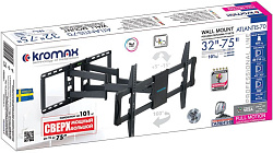 Кронштейн для телевизора Kromax ATLANTIS-70 черный 32"-75" макс.101кг настенный поворотно-выдвижной и наклонный