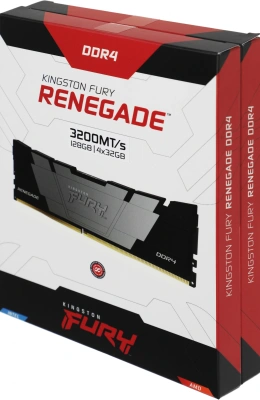 Память DDR4 4x32GB 3200MHz Kingston KF432C16RB2K4/128 Fury Renegade Black RTL Gaming PC4-25600 CL16 DIMM 288-pin 1.35В kit dual rank с радиатором Ret