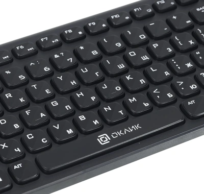 Клавиатура Оклик 880S черный USB беспроводная slim Multimedia