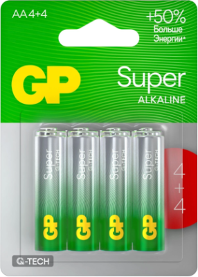 Аккумулятор GP Super Alkaline G-Tech 15А AA NiMH 1000mAh (8шт)