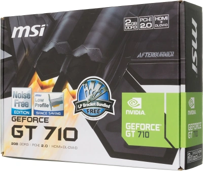Видеокарта MSI PCI-E 2.0 GT 710 2GD3H LP NVIDIA GeForce GT 710 2Gb 64bit DDR3 954/1600 DVIx1 HDMIx1 CRTx1 HDCP Ret low profile
