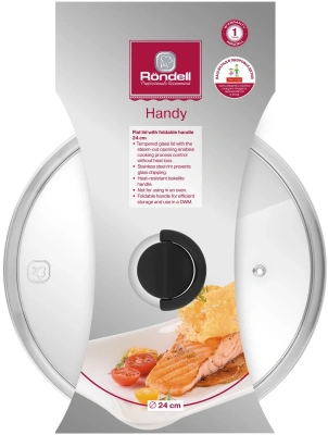 Крышка Rondell Handy RDA-1686 d=24см крыш.прозрачный руч.черная