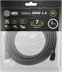 Кабель аудио-видео Cactus CS-HDMI.1.4-7 HDMI (m)/HDMI (m) 7м. позолоч.конт. черный