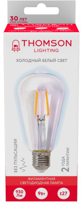 Лампа филам. Thomson Filament TH-B2342 9Вт цок.:E27 эдисон 220B 6500K св.свеч.бел.хол. ST64 (упак.:1шт)