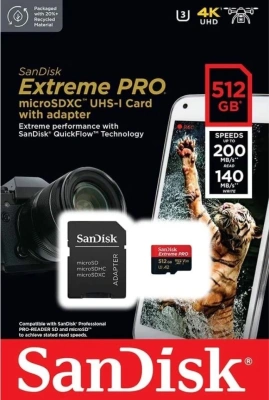 Флеш карта microSDXC 512GB Sandisk SDSQXCD-512G-GN6MA Extreme Pro + adapter