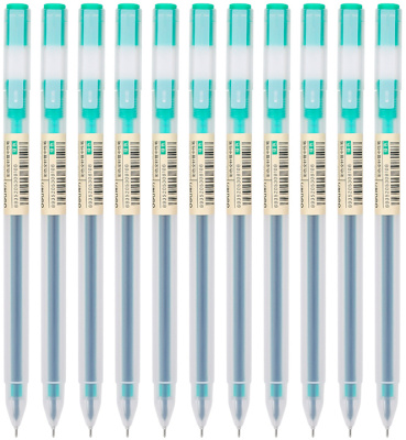 Ручка гелев. Deli A119-GN прозрачный зел. черн. линия 0.5мм