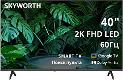 Телевизор LED Skyworth 40" 40E55G Google TV Frameless черный FULL HD 60Hz DVB-T DVB-T2 DVB-C DVB-S DVB-S2 USB WiFi Smart TV