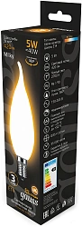 Лампа филам. Gauss Filament 5Вт цок.:E14 свеча 220B св.свеч.бел.теп. (упак.:10шт) (104201105)
