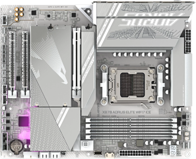 Материнская плата Gigabyte X870E AORUS ELITE WIFI7 ICE SocketAM5 AMD X870E 4xDDR5 ATX AC`97 8ch(7.1) 2.5Gg RAID+HDMI