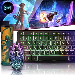 Клавиатура + мышь Defender Tark C-779 клав:черный мышь:черный USB LED (52779)