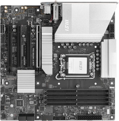 Материнская плата MSI PRO B860M-A WIFI Soc-1851 Intel B860 4xDDR5 mATX AC`97 8ch(7.1) 5Gigabit RAID+HDMI+DP