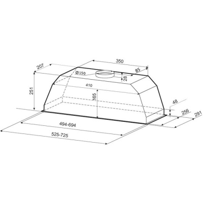 Вытяжка встраиваемая Krona Ameli 600 PB нержавеющая сталь управление: кнопочное (1 мотор)