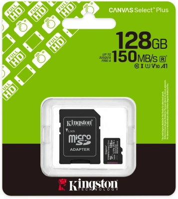 Флеш карта microSDXC 128GB Kingston SDCS3/128GB Canvas Select Plus + adapter