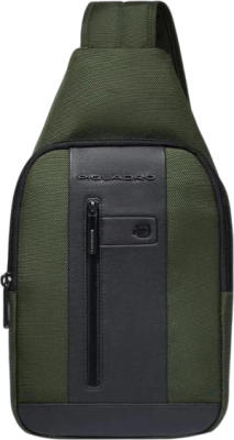 Рюкзак слинг мужской Piquadro CA4536BR2/VE2 хаки ткань/натур.кожа
