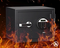 Сейф мебельный Deli Obsidian ET580 огнестойкий встраиваемый 300x380x300мм электронный/ключевой