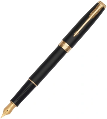 Ручка перьев. Parker Sonnet Core F528 (1931516) Matte Black GT F сталь нержавеющая подар.кор.