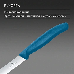 Нож кухонный Victorinox Swiss Classic 6.7832.C1 стальной столовый лезв.110мм серрейт. заточка синий