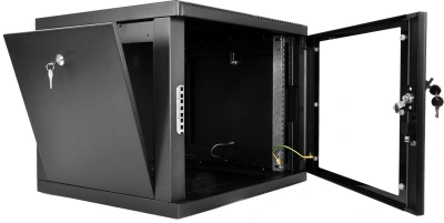 Шкаф коммутационный ЦМО (ШРН-М-9.650-9005) настенный 9U 600x650мм пер.дв.стекл 120кг черный 581мм 22.5кг 180град. 475мм металл
