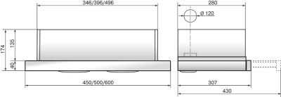 Вытяжка встраиваемая Elikor Интегра Glass 60Н-400-В2Д нержавеющая сталь/стекло черное управление: кнопочное (1 мотор)