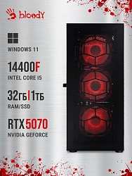ПК Bloody BD-PC CB76T2 TWR i5 14400F (2.5) 32Gb SSD1Tb RTX5070 12Gb Windows 11 Home 64 GbitEth 650W черный (RUS) (2141983)