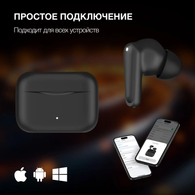 Гарнитура внутриканальные Hyundai Select H-EP203 черный беспроводные bluetooth в ушной раковине (HEP203B)