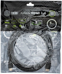Кабель аудио-видео Cactus CS-HDMI.1.4-3 HDMI (m)/HDMI (m) 3м. позолоч.конт. черный