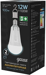 Лампа светодиодная Gauss 102002212 12Вт цок.:E27 груша 220B св.свеч.бел.нейт. (упак.:1шт)