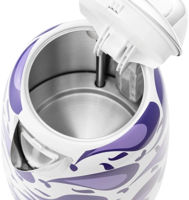 Чайник электрический Kitfort КТ-6768 1.7л. 2200Вт белый/фиолетовый корпус: металл/пластик