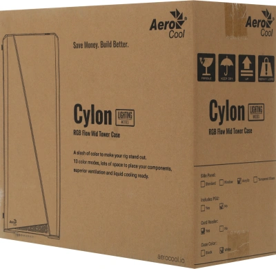 Корпус Aerocool Cylon белый без БП ATX 5x120mm 2xUSB2.0 1xUSB3.0 audio CardReader bott PSU