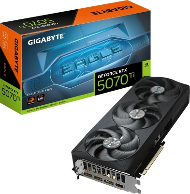 Видеокарта Gigabyte PCI-E 5.0 GV-N507TEAGLE OC-16GD 1.0 NVIDIA GeForce RTX 5070TI 16Gb 256bit GDDR7 2542/28000 HDMIx1 DPx3 HDCP Ret