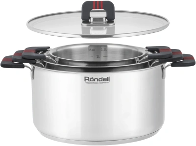 Кастрюля Rondell Stripes RDS-1638 5.2л. d=24см (с крышкой) стальной