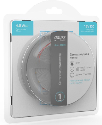 Лента светодиод. Gauss Basic 2м (BT001)