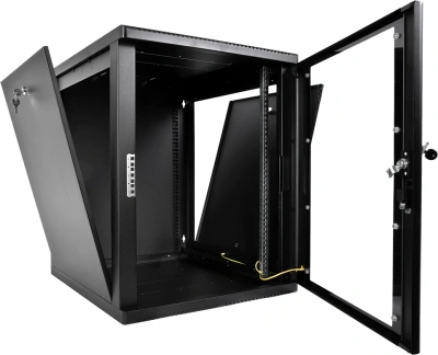 Шкаф коммутационный ЦМО (ШРН-М-12.500-9005) настенный 12U 600x520мм пер.дв.стекл 130кг черный 456мм 21.6кг 180град. 610мм