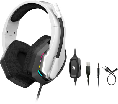 Наушники с микрофоном A4Tech Bloody G260p белый/черный 2м мониторные USB оголовье (G260P)