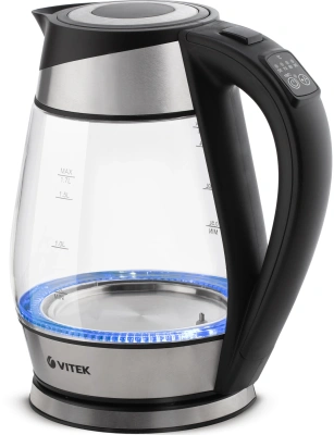 Чайник электрический Vitek VT-1177 1.7л. 2200Вт серебристый корпус: стекло/металл/пластик