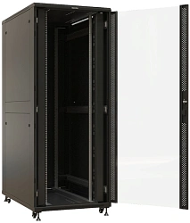 Шкаф коммутационный Hyperline (TTBR-4288-AS-RAL9004) напольный 42U 800x800мм пер.дв.стекл задн.дв.спл.стал.лист 2 бок.пан. 1000кг черный 710мм 2055мм IP20 сталь