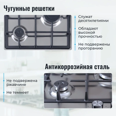 Газовая варочная поверхность MBS PG-452 нержавеющая сталь