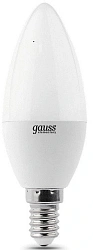 Лампа светодиодная Gauss 8Вт цок.:E14 свеча 220B св.свеч.бел.теп. C37 (упак.:1шт) (33118)