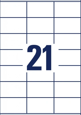 Этикетки Avery Zweckform 3481 A4 70x41мм 21шт на листе/70г/м2/100л./белый матовое самоклей. универсальная