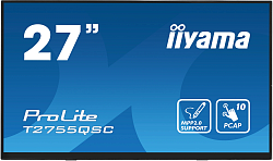 Монитор Iiyama 27" ProLite T2755QSC-B1 черный IPS LED 16:9 HDMI M/M глянцевая 400cd 178гр/178гр 2560x1440 75Hz DP WQ USB Touch 5.8кг