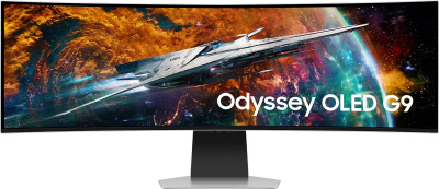 Монитор Samsung 49" Odyssey OLED G9 S49CG954SI серебристый OLED LED 32:9 HDMI M/M матовая HAS 1000000:1 250cd 178гр/178гр 5120x1440 240Hz FreeSync Premium Pro DP 2K USB 12.9кг