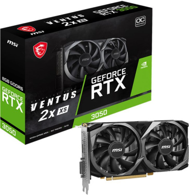 Видеокарта MSI PCI-E 4.0 RTX 3050 VENTUS 2X XS 8G OC NVIDIA GeForce RTX 3050 8Gb 128bit GDDR6 1807/14000 DVIx1 HDMIx1 DPx1 HDCP Ret