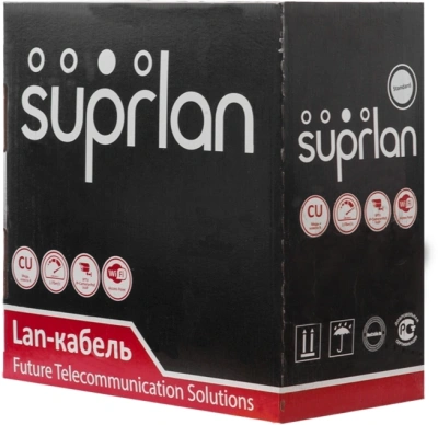 Кабель сетевой информационный Suprlan Standart 01-0325-1 кат.5E UTP 4 пары 24AWG PE внешний 305м черный