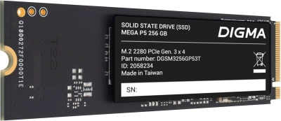 Накопитель SSD Digma PCIe 3.0 x4 256GB DGSM3256GP53T Mega P5 M.2 2280