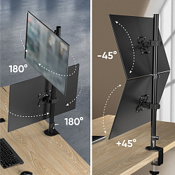 Кронштейн для мониторов Onkron D208E черный 13"-34" макс.16кг настольный поворот и наклон